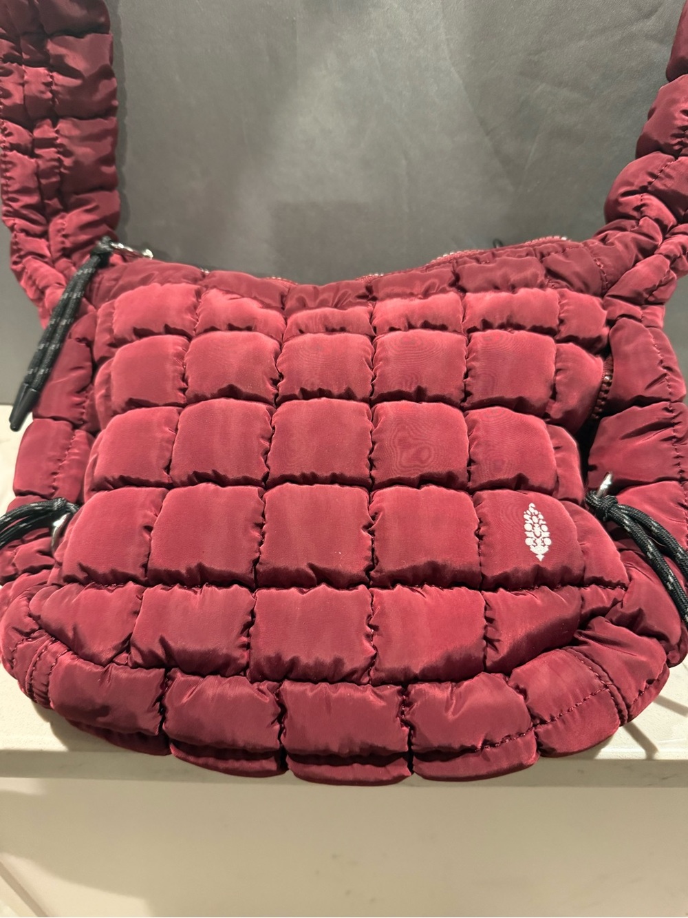 Free People Quilted Puffer Shoulder Bag in Wine